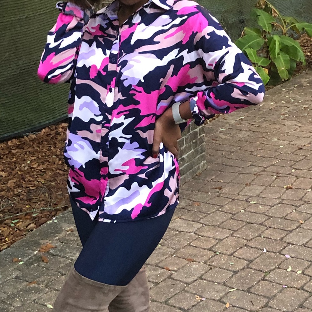 Silk Camo Button Down